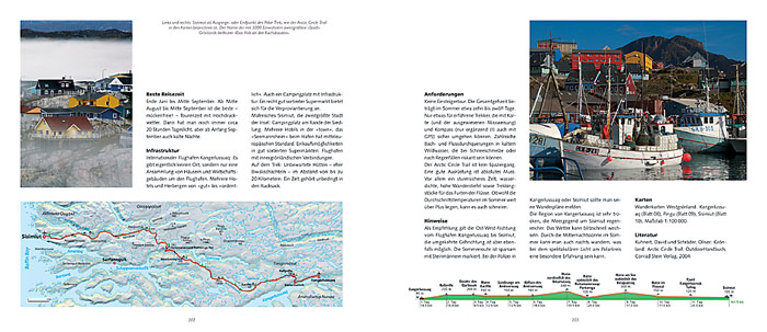 Der «Arctic Circle Trail» ist ein 170 Kilometer langer Fernwanderweg an der Westküste Grönlands und ist mit Karte und Höhenangaben gut beschrieben.